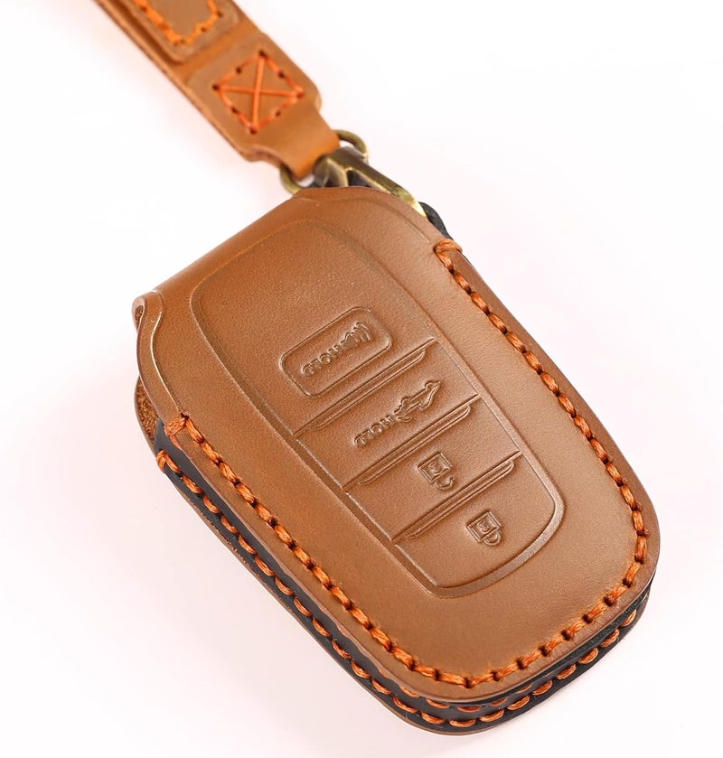 FFCMAN Genuine Leather Key Fob Cover for 2022 Toyota Tundra with Keychain - Image 5