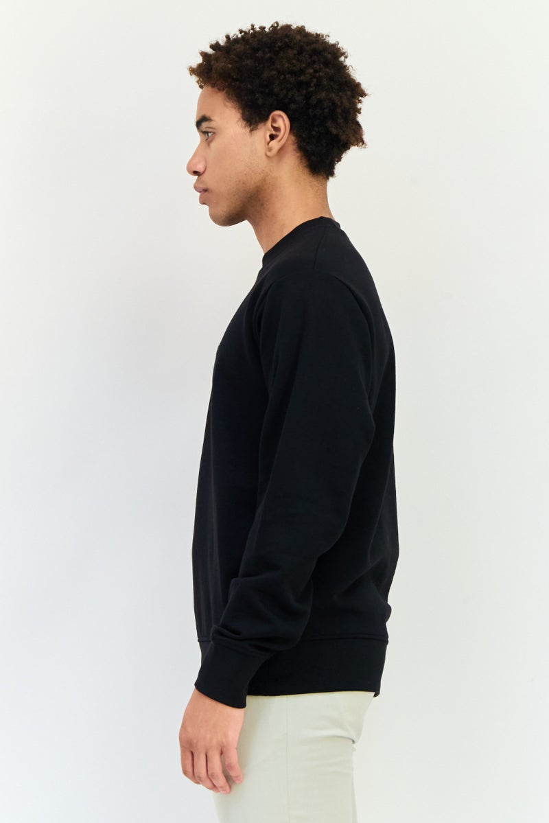 833 POLICE Men Crew Neck Brand Logo Long Sleeves Sweatshirt, Black - Image 2