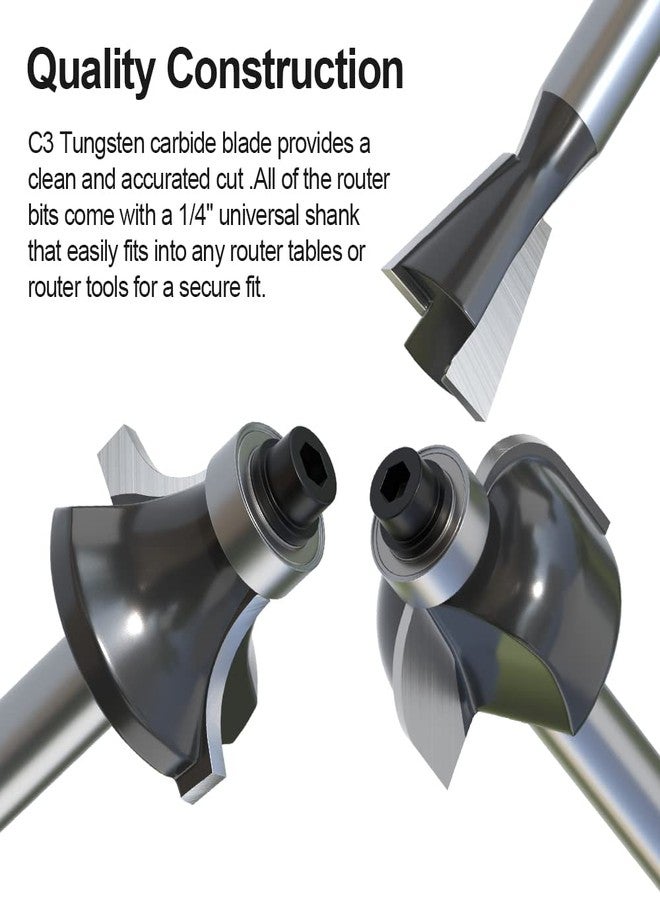 FIVEPEARS Tungsten Carbide Router Bits Set 1/4 Inch Shank - Image 4