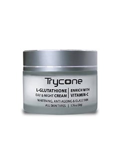 Trycone كريم الجلوتاثيون لتبييض البشرة ومكافحة الشيخوخة والبشرة الزجاجية، غني بفيتامين سي، 50 جرام  - Image 2