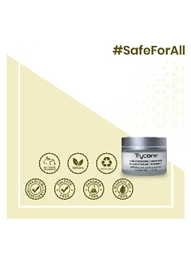Trycone L Glutathione Cream For Skin Whitening, Anti Ageing And Glass Skin, Enrich With Vitamin C, 50 Gm - Image 4