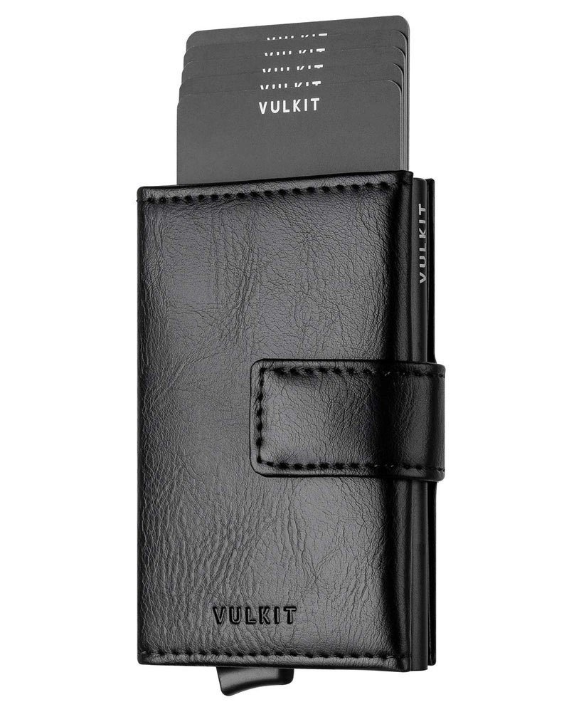 VULKIT Pop Up Wallet, Leather Automatic Credit Card Holder Wallet RFID Blocking Bifold Pocket Wallet with Banknote Slot for Women Men - Image 1