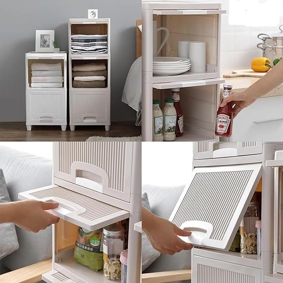 NEWON 5 Units Plastic Cupboard for Clothes Cabinet for Storage Foldable Wardrobe Rack Storage Cabinet Modular Drawer White 5 Tier - Image 5