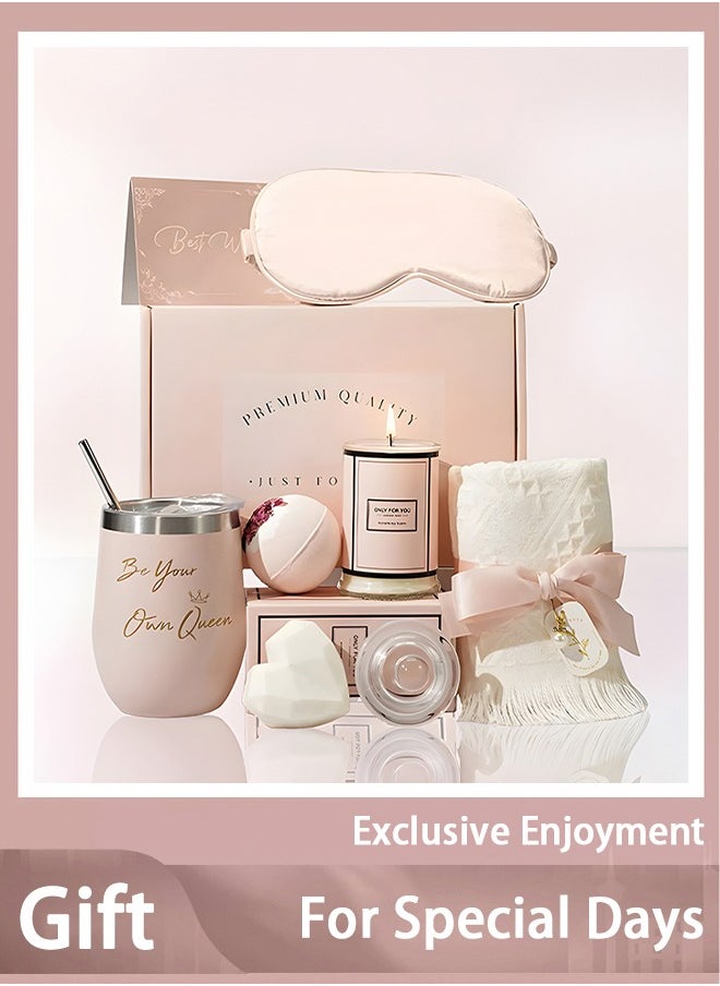 Arabest Gift Basket for Mom, Sister & Friend - Ramadan Gift Set with Rose Bath Bombs, Silk Scarf & Candle (Wedding/Birthday Gift for Women)  - Image 1