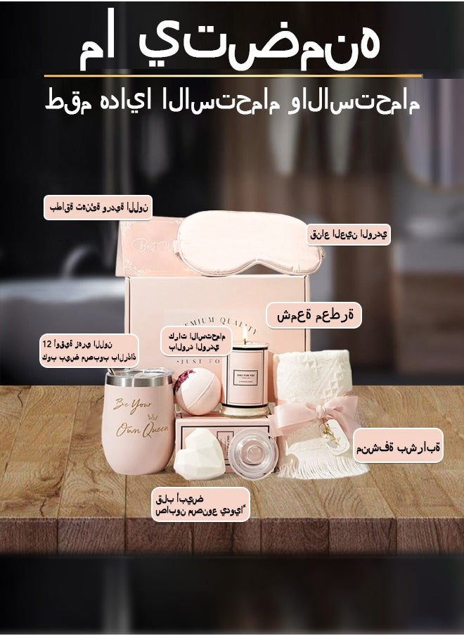 Arabest Gift Basket for Mom, Sister & Friend - Ramadan Gift Set with Rose Bath Bombs, Silk Scarf & Candle (Wedding/Birthday Gift for Women)  - Image 2