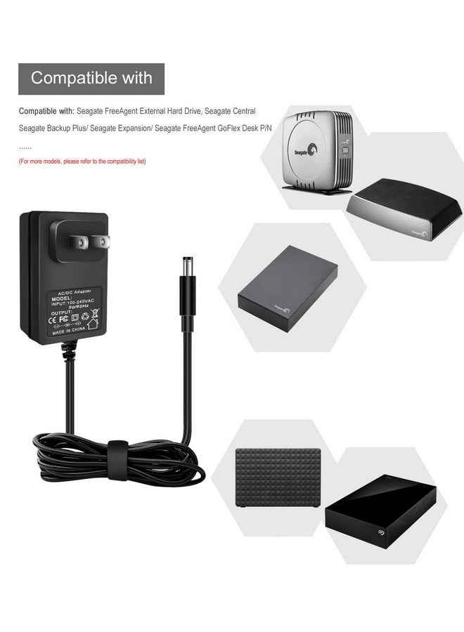 12V AC Adapter for Seagate Freeagent & WD Western Digital External Hard Drive HDD Power Supply, Backup Plus Desktop SRD0SD0 Expansion SRD00F2 Freeagent Seagate Central 2TB 3TB etc  - Image 2