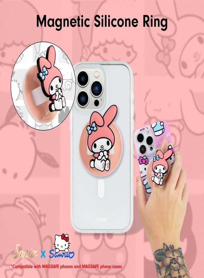 Sonix x Sanrio Magnetic Phone Grip, MagSafe Silicone Ring Loop Grip - Detachable Holder for Hand, Soft MagSafe Grip | Light Pink, Baby Pink| My Melody - Image 3