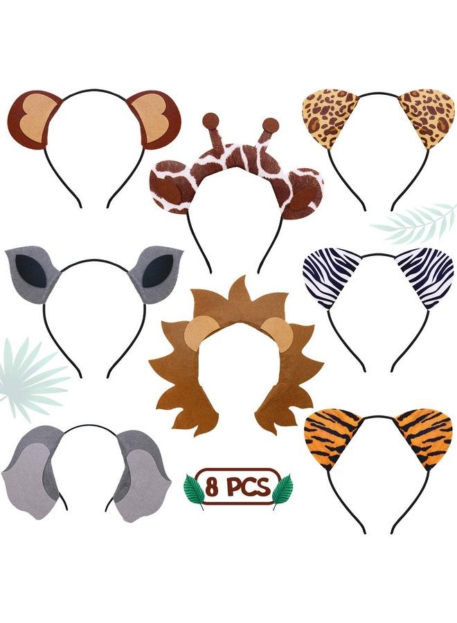 Jungle Safari Zoo Animals Headbands Birthday Party Favor Monkey Rhinoceros Elephant Lion Giraffe Tiger Zebra Leopard Hair Hoop For Kids Adults - Image 2