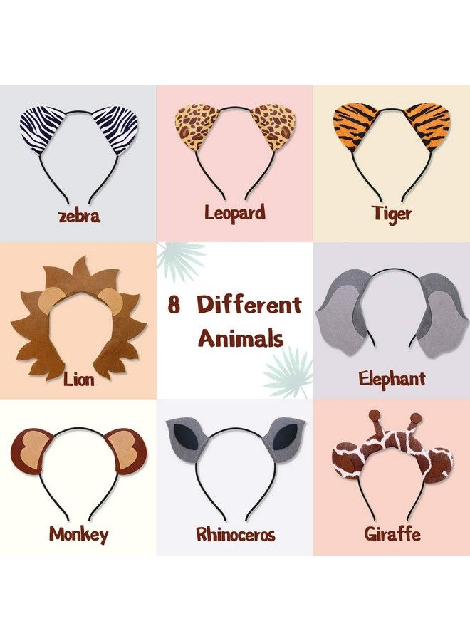 Jungle Safari Zoo Animals Headbands Birthday Party Favor Monkey Rhinoceros Elephant Lion Giraffe Tiger Zebra Leopard Hair Hoop For Kids Adults - Image 4