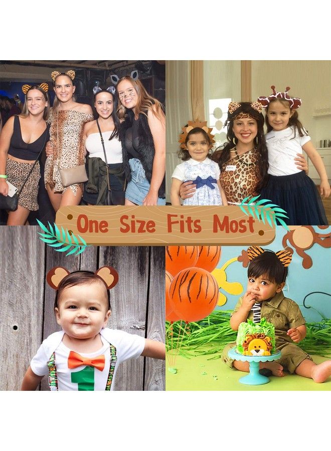 Jungle Safari Zoo Animals Headbands Birthday Party Favor Monkey Rhinoceros Elephant Lion Giraffe Tiger Zebra Leopard Hair Hoop For Kids Adults - Image 3
