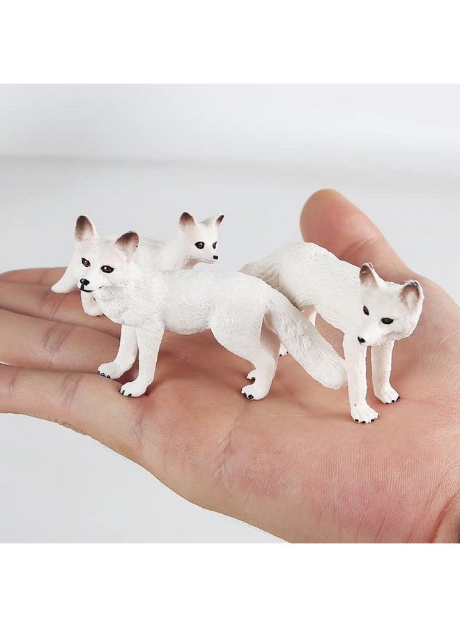 Bbiamsleep 4 Pieces White Fox Animal Figures Mini Animals Set Realistic Arctic Fox Family Figurines for Cake Topper Party Favors Christmas Birthday Supplies - Image 5
