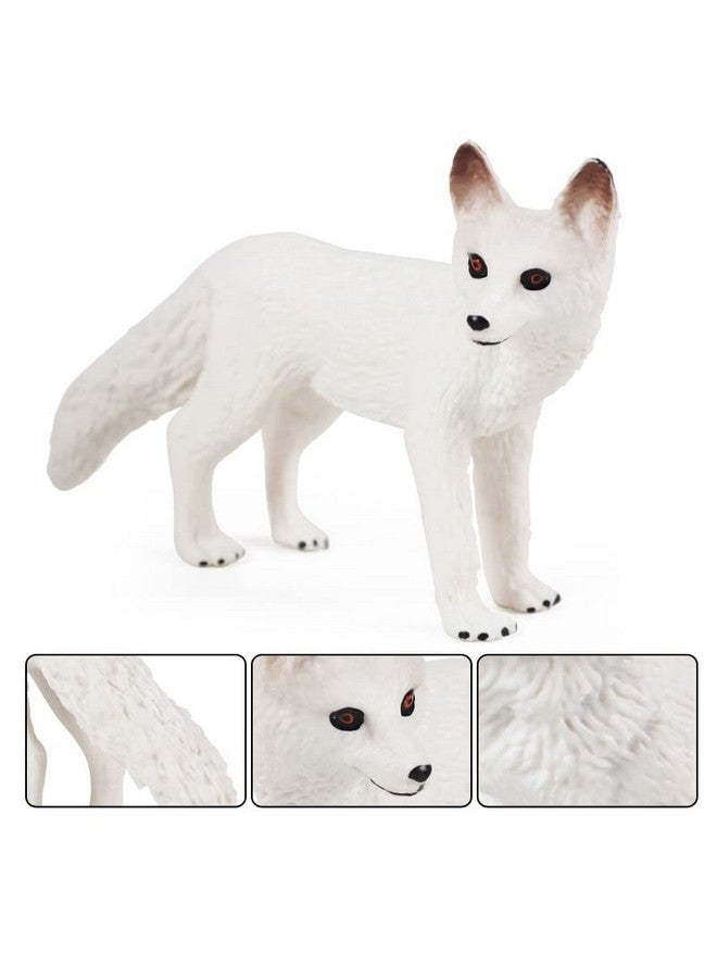 Bbiamsleep 4 Pieces White Fox Animal Figures Mini Animals Set Realistic Arctic Fox Family Figurines for Cake Topper Party Favors Christmas Birthday Supplies - Image 2