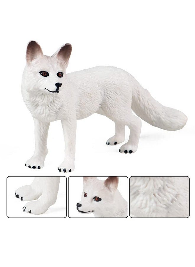 Bbiamsleep 4 Pieces White Fox Animal Figures Mini Animals Set Realistic Arctic Fox Family Figurines for Cake Topper Party Favors Christmas Birthday Supplies - Image 3