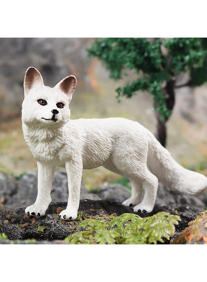 Bbiamsleep 4 Pieces White Fox Animal Figures Mini Animals Set Realistic Arctic Fox Family Figurines for Cake Topper Party Favors Christmas Birthday Supplies - Image 4