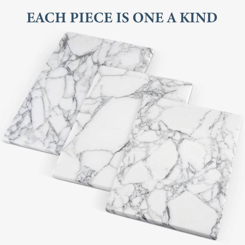Koville Italian Natural Marble Cutting Board for Kitchen Pastry Bread Macaron Display, 12" x 8" Real Stone Slab Marble Cheese Board for Counter, Bathroom Perfume Tray Candle Plate (Arabescato) - Image 5