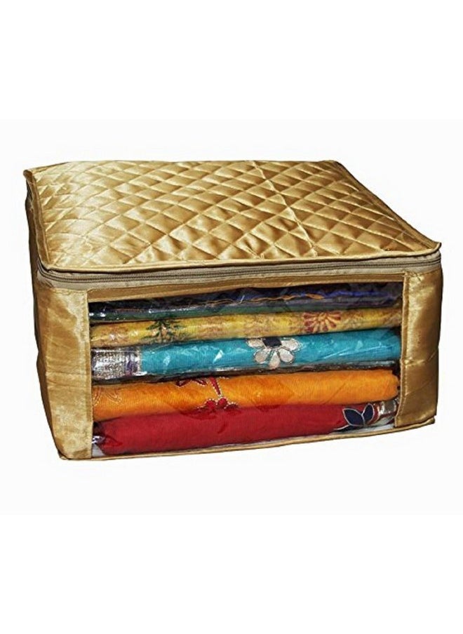 Kuber Industries Kuber Industries Clothes Organizer For Wardrobe (Pack of 2) - Storage Organizer For Saree | Shirts | Salwar Suit | Clothes | Lehanga - Dress Organizer For Wardrobe - Saree Covers With Zip (Gold)  - Image 2