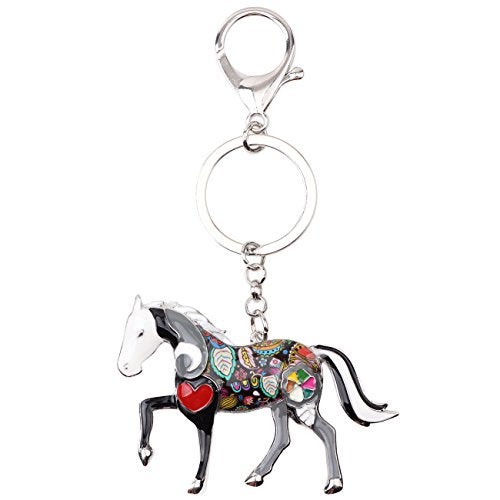 BONSNY Enamel Metal Horse Key chains For Women Girls Gifts Car Purse Animal Pendant Charms toy (Grey) - Image 4