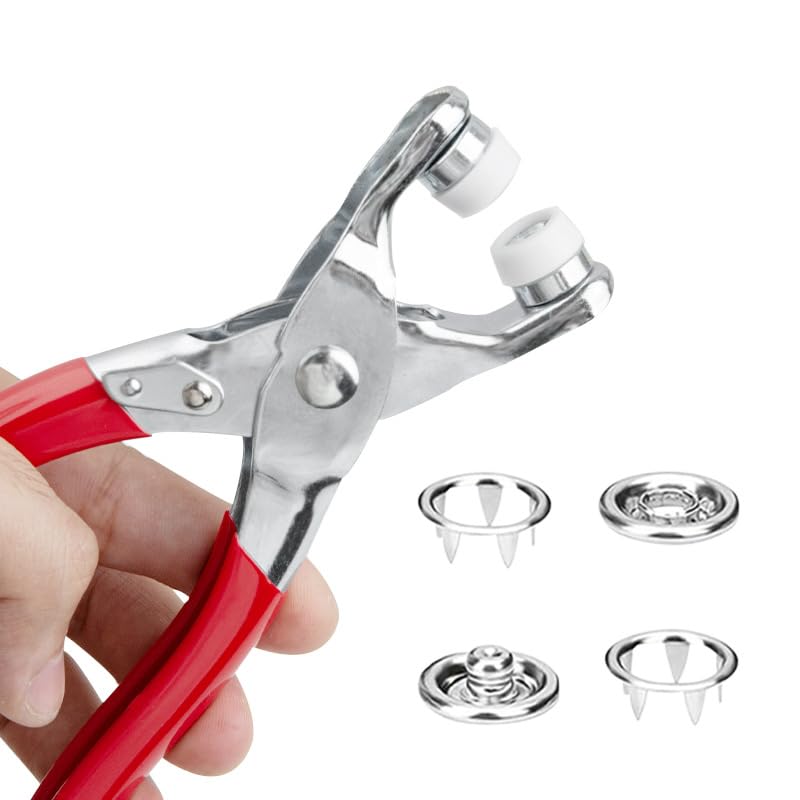 GTAAOY 100 Sets 9.5mm Metal Snaps Buttons Perfect for Clothes Hats and Sewing, 5 Colors Hollow Prong Snaps with Fastener Pliers Press Tool Kit - Image 5