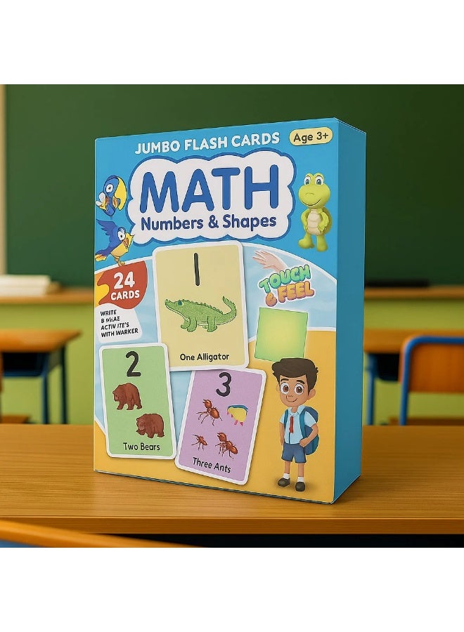 Clicko Jumbo Flash Cards: Math, Numbers & Shapes (Write & Wipe Set) - Image 1