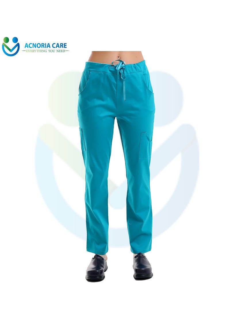 ACNORIA CARE Women's Medical Scrubs Consisting Of Two Pieces A Blouse And Pants 95% Cotton 5% Lycra  Blue Color - Size XL - From Acnoria Care - Image 5
