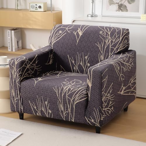HOKIPO Polyester Blend 140 GSM Fully Covered Sofa Cover 3 Seater, Dark Coffee Twigs (NEW-AR-5129-D2) - Image 1