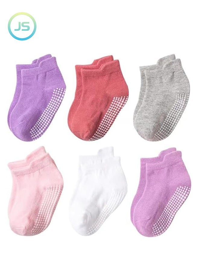 JS 6 Pairs Of Cotton Non-Slip Striped Socks, Multicolor - Image 1