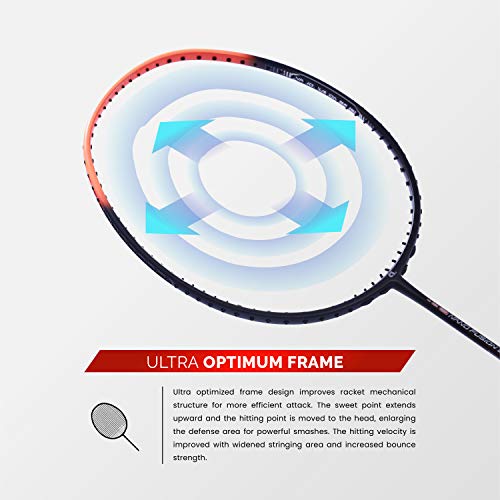 Apacs Nano Fusion Speed 722 (76 grams, Made in Vietnam) Ulta Light Weight | Japanese Graphite Unstrung Badminton Racket with Free Full Cover | G2-4 1/8 inches (Neon Orange) - Image 2