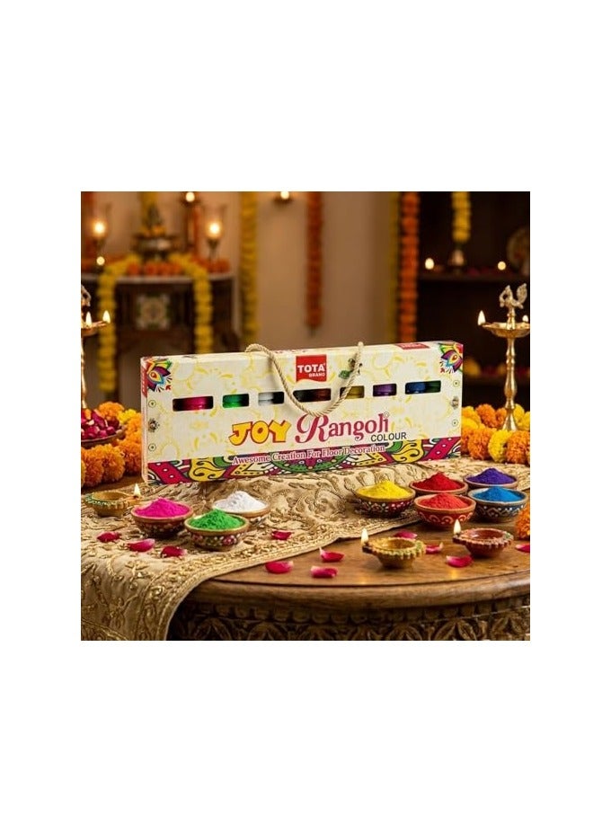 TOTA JOY Rangoli Colour Powder Bottles - 10 Premium Rangoli Bottles Each of 100 GM | Multicolour Kolam Rangoli Powder for Floor Rangoli Art Home Décor Diwali Pooja and more - Image 4