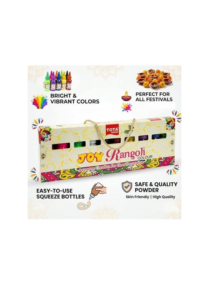 TOTA JOY Rangoli Colour Powder Bottles - 10 Premium Rangoli Bottles Each of 100 GM | Multicolour Kolam Rangoli Powder for Floor Rangoli Art Home Décor Diwali Pooja and more - Image 5