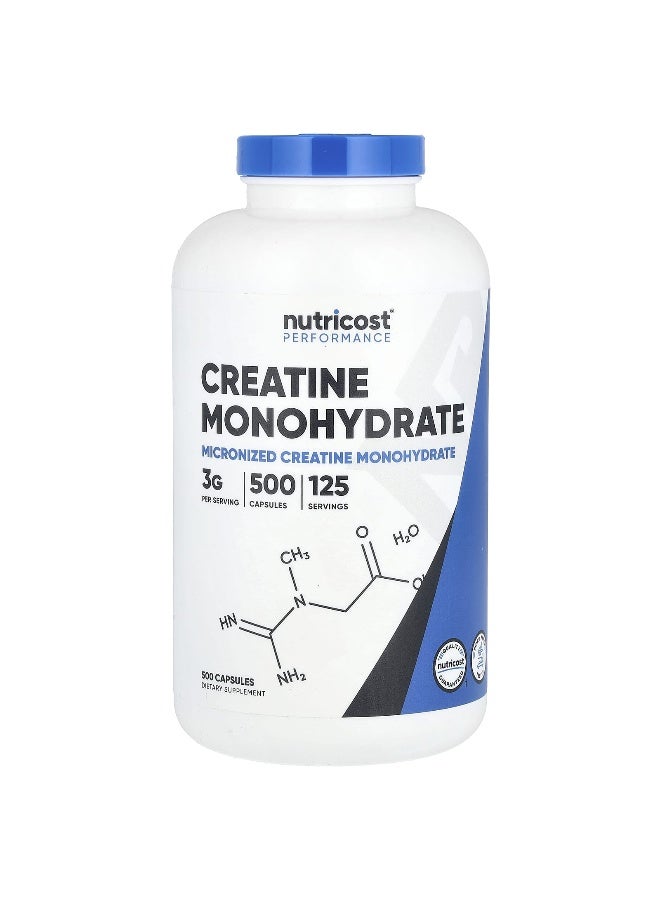 Nutricost, Performance, Creatine Monohydrate, 3 g, 500 Capsules (0.75 g Per Capsule) - Image 1