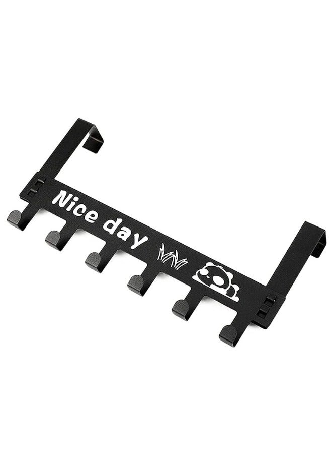 FALMER Door Hanger for Clothes Hanging Over Door Hook Wall Organizer Removable Hook Rack for Hanging Towel Multipurpose Hook Rail Nail-Free 6 Hooks Black  - Image 2