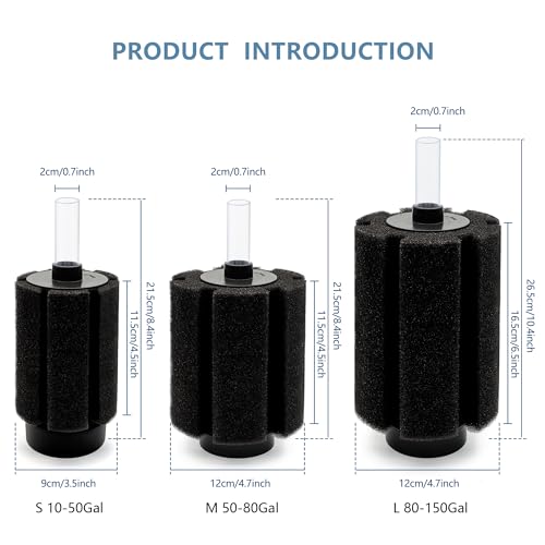 DVHEY 100120 Gal Large Aquarium Sponge Filter with Air Stone and Ceramic Media2 Pack Quiet Fish Tank Filters fit Breeding Fry Betta Shrimp Fish Tank - Image 3