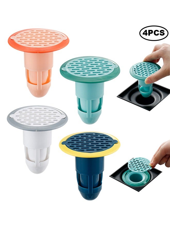 4Pcs Floor Drain Silicone Sleeve, One-Way Drain Valve, Sewer Core, Toilet Hair Filter, Shower Room Floor Drain Stoppers, Sewer Floor Drain Stopper, Sink Strainer, Anti-Odor Plug, Anti-Foreign Body  - Image 1