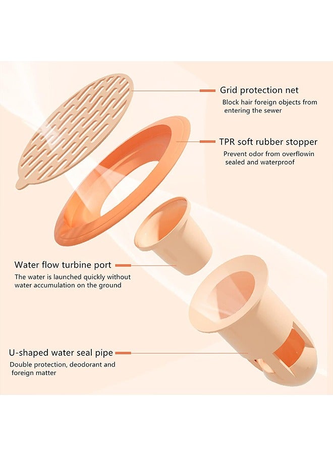 4Pcs Floor Drain Silicone Sleeve, One-Way Drain Valve, Sewer Core, Toilet Hair Filter, Shower Room Floor Drain Stoppers, Sewer Floor Drain Stopper, Sink Strainer, Anti-Odor Plug, Anti-Foreign Body  - Image 3