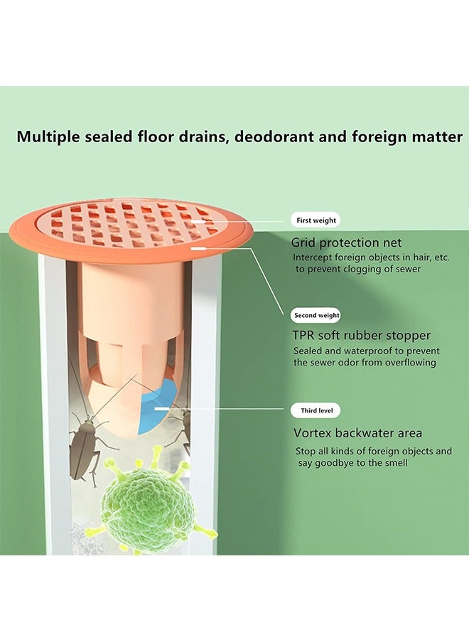 4Pcs Floor Drain Silicone Sleeve, One-Way Drain Valve, Sewer Core, Toilet Hair Filter, Shower Room Floor Drain Stoppers, Sewer Floor Drain Stopper, Sink Strainer, Anti-Odor Plug, Anti-Foreign Body  - Image 2