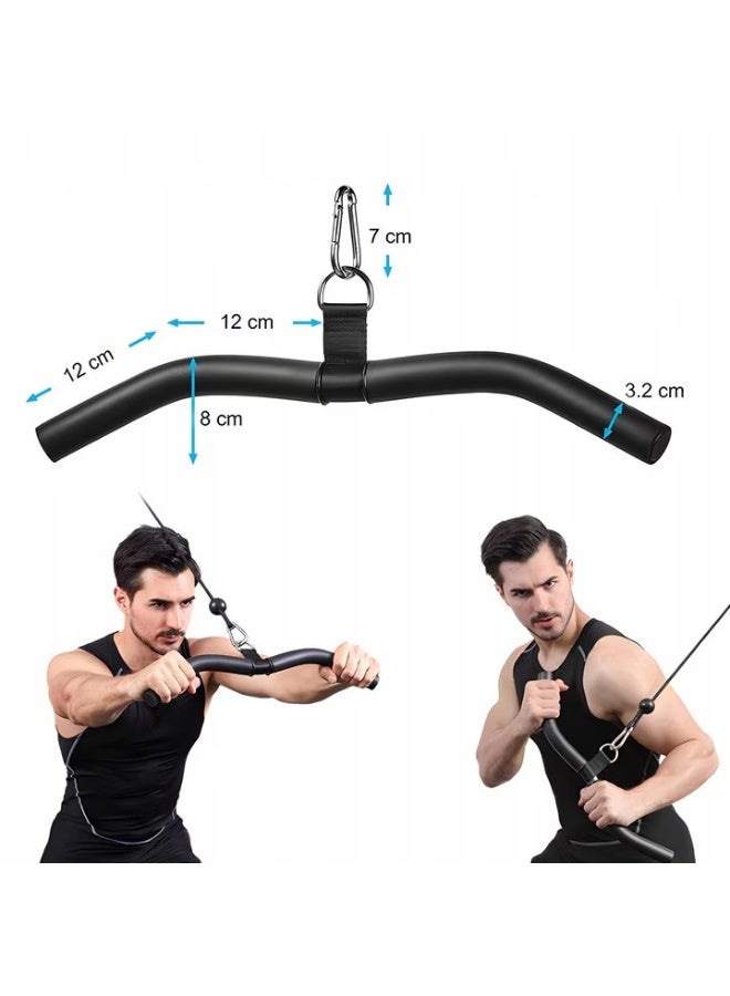 WALALLA 49cm Swivel Pulldown Bar Attachment - for Back, Bicep & Triceps Cable Workouts, Universal Compatible with Pulley System & Home Gym Machines, Heavy-Duty Steel Construction (Black) - Image 3
