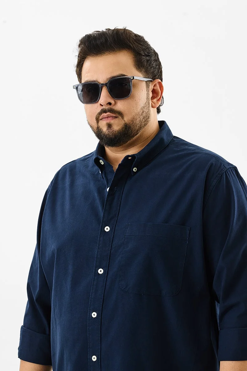 SNITCH Lucia Navy Plain Plus Size Shirts