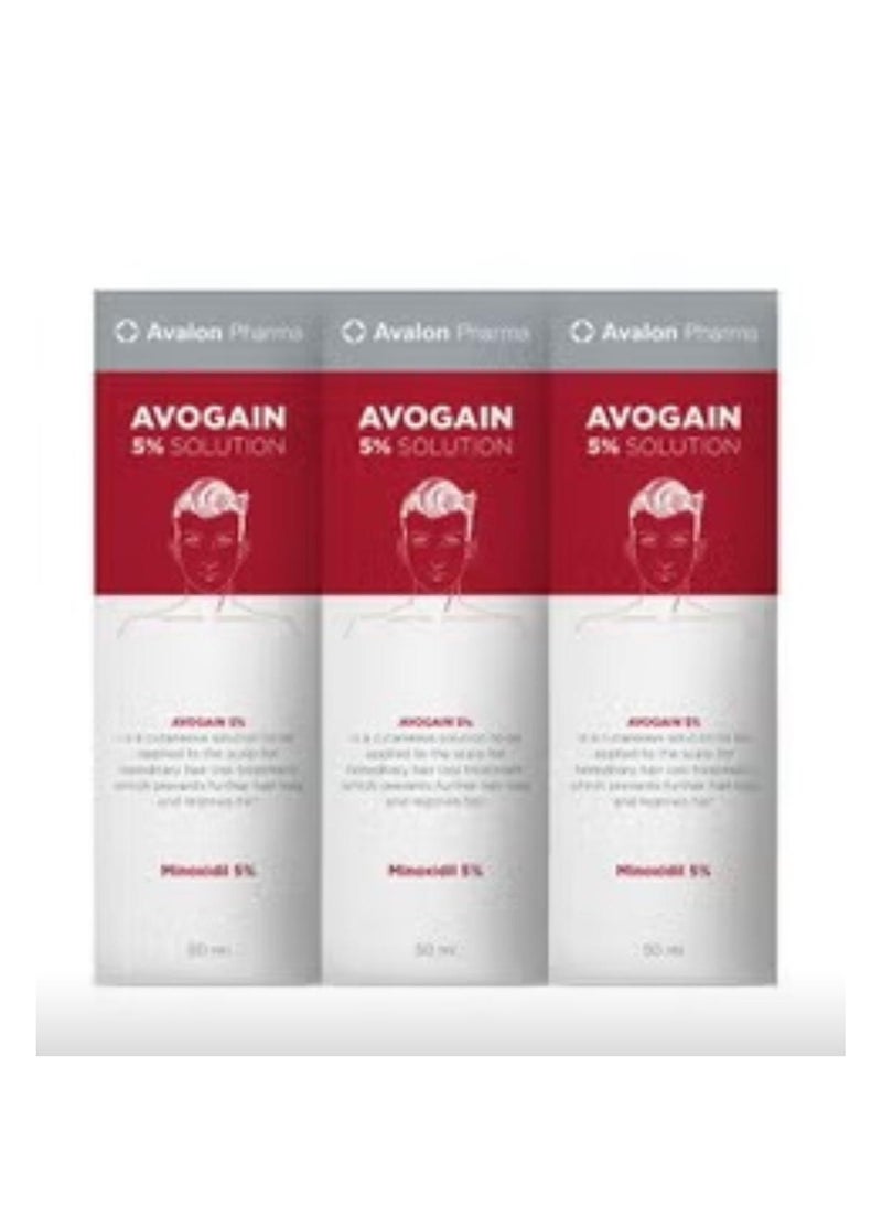 Q Avogain 5% Minoxidil Solution 50 ml 3 Month Supply 3 pack (50)ml 