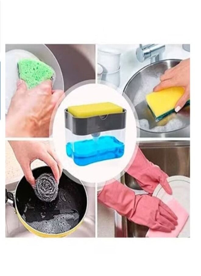 ماركة غير محددة - مضخة توزيع صابون مع رف للإسفنجة 2 في 1 - Image 1