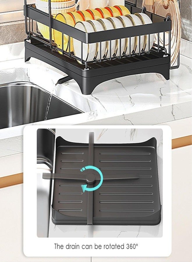 Earwig Kitchen Dish Drying Rack 3 Layer with Drain Tray, Stainless Steel Dish Drainer with Utensil Holder, Cup Holder and Plate Stand, Space Saving Countertop Dish Rack Organizer. - Image 5