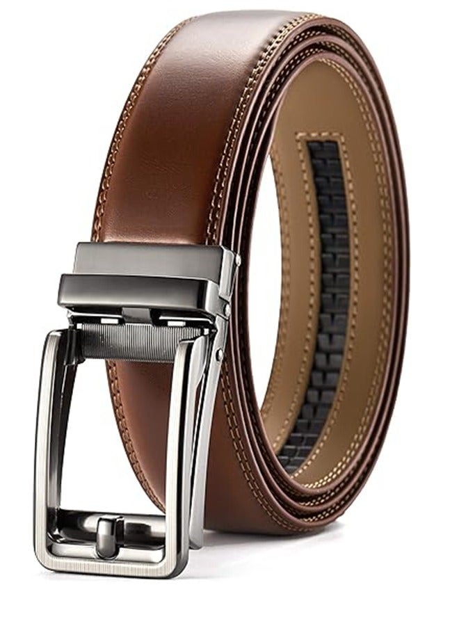 Ratchet Belt - Men's Dress Belt Men's Automatic Buckle Belt New Business Belt (Brown) 35MM Belt Men - Image 1