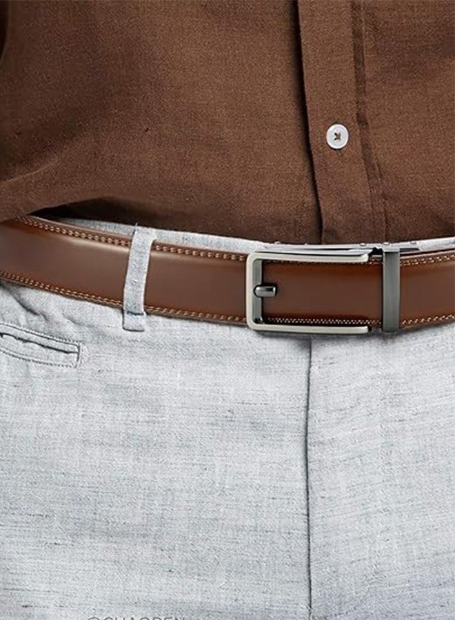 Ratchet Belt - Men's Dress Belt Men's Automatic Buckle Belt New Business Belt (Brown) 35MM Belt Men - Image 3