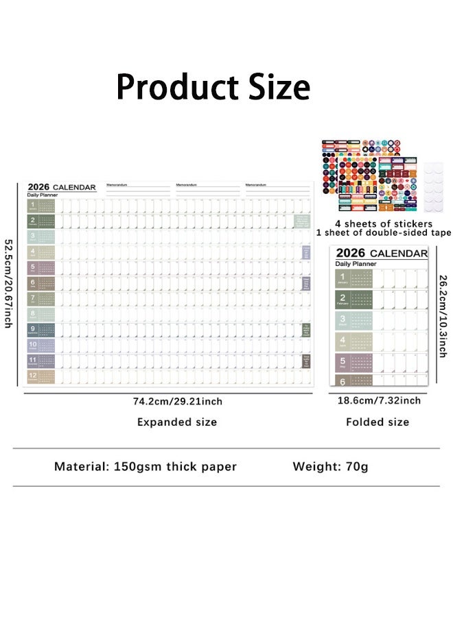 جمورو ورقة مخطط التقويم لعام ٢٠٢٦، تقويم حائطي معلق، جدول يومي سنوي، تقويم مُلصق، قائمة مهام سنوية للمستلزمات المكتبية - Image 4