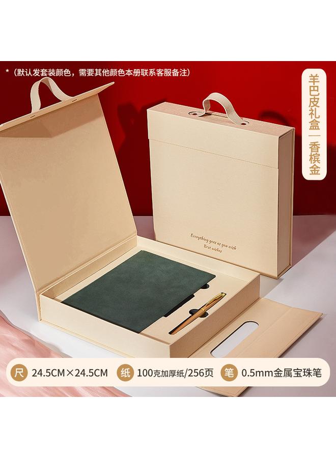 Bluejw Soft Leather Notebook A5 Retro Blank College Students Hand-painted Hand Account Thick Work Business Office Gift Box Suit - Image 1