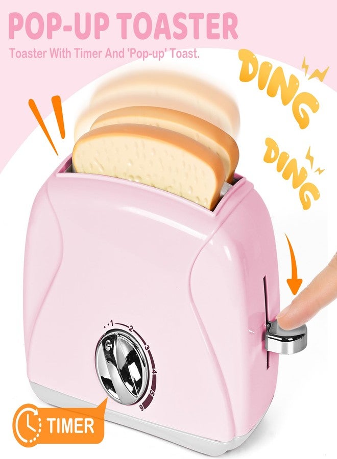 Shemira Play Kitchen Accessories, Play Kitchen Appliances Toy Set with Coffee Maker, Blender, Mixer, Toaster, Kids Kitchen Playset, Toys for 3 4 5 6 7 8 Year Old Girls, Birthday Gifts for Girls, Pink - Image 3