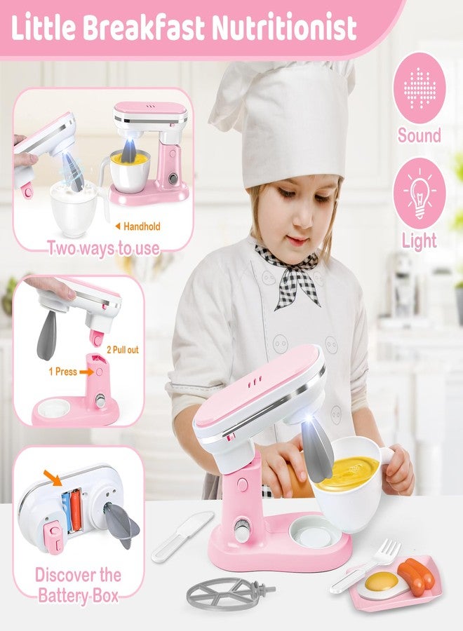Shemira Play Kitchen Accessories, Play Kitchen Appliances Toy Set with Coffee Maker, Blender, Mixer, Toaster, Kids Kitchen Playset, Toys for 3 4 5 6 7 8 Year Old Girls, Birthday Gifts for Girls, Pink - Image 4