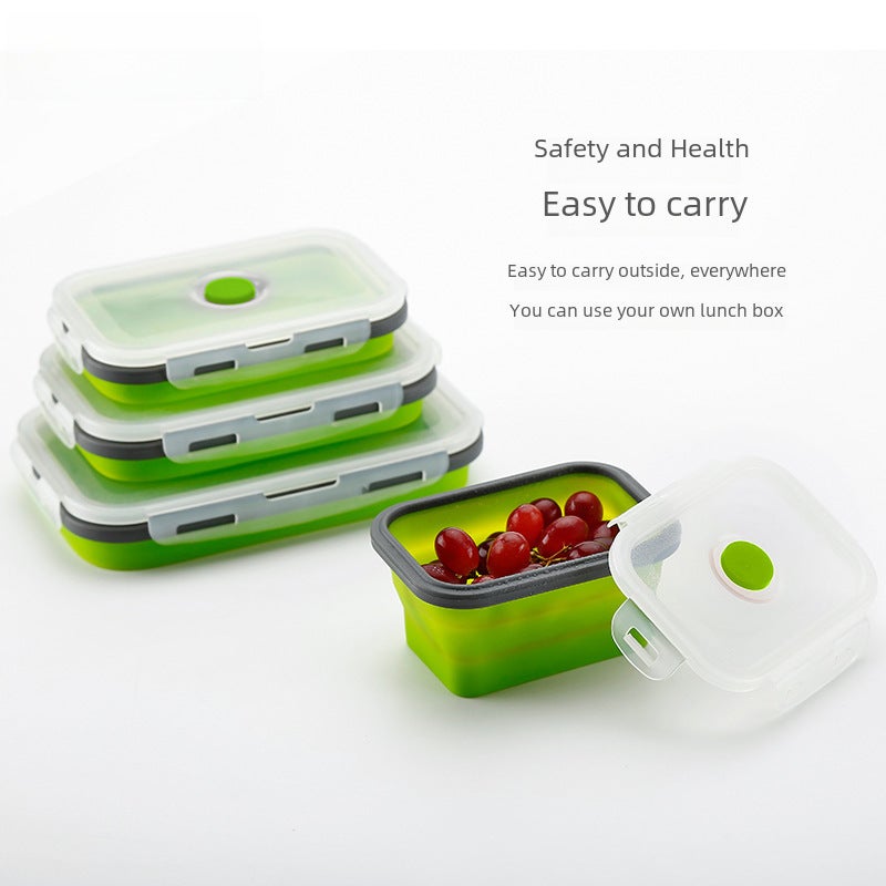 Foldable Silicone Lunch Box Microwave Safe 1600ml rectangular lunch box 