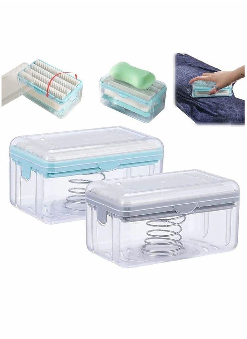 SYOSI - Soap Box, Bathroom Countertop Soap Dishes, Foam Soap Dispenser with Roller and Drain Holes, Cleaning Storage in One, Multifunctional Soap Bubble Box Quick Foam Quick Drain to Keep Countertops Clean - Image 1