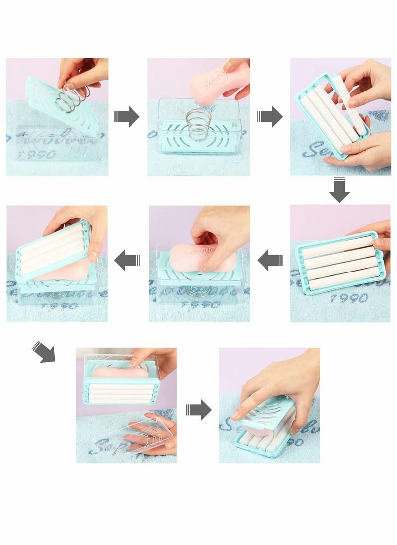 SYOSI - Soap Box, Bathroom Countertop Soap Dishes, Foam Soap Dispenser with Roller and Drain Holes, Cleaning Storage in One, Multifunctional Soap Bubble Box Quick Foam Quick Drain to Keep Countertops Clean - Image 1