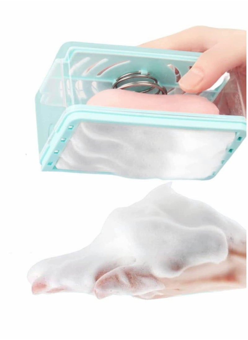 SYOSI - Soap Box, Bathroom Countertop Soap Dishes, Foam Soap Dispenser with Roller and Drain Holes, Cleaning Storage in One, Multifunctional Soap Bubble Box Quick Foam Quick Drain to Keep Countertops Clean - Image 1